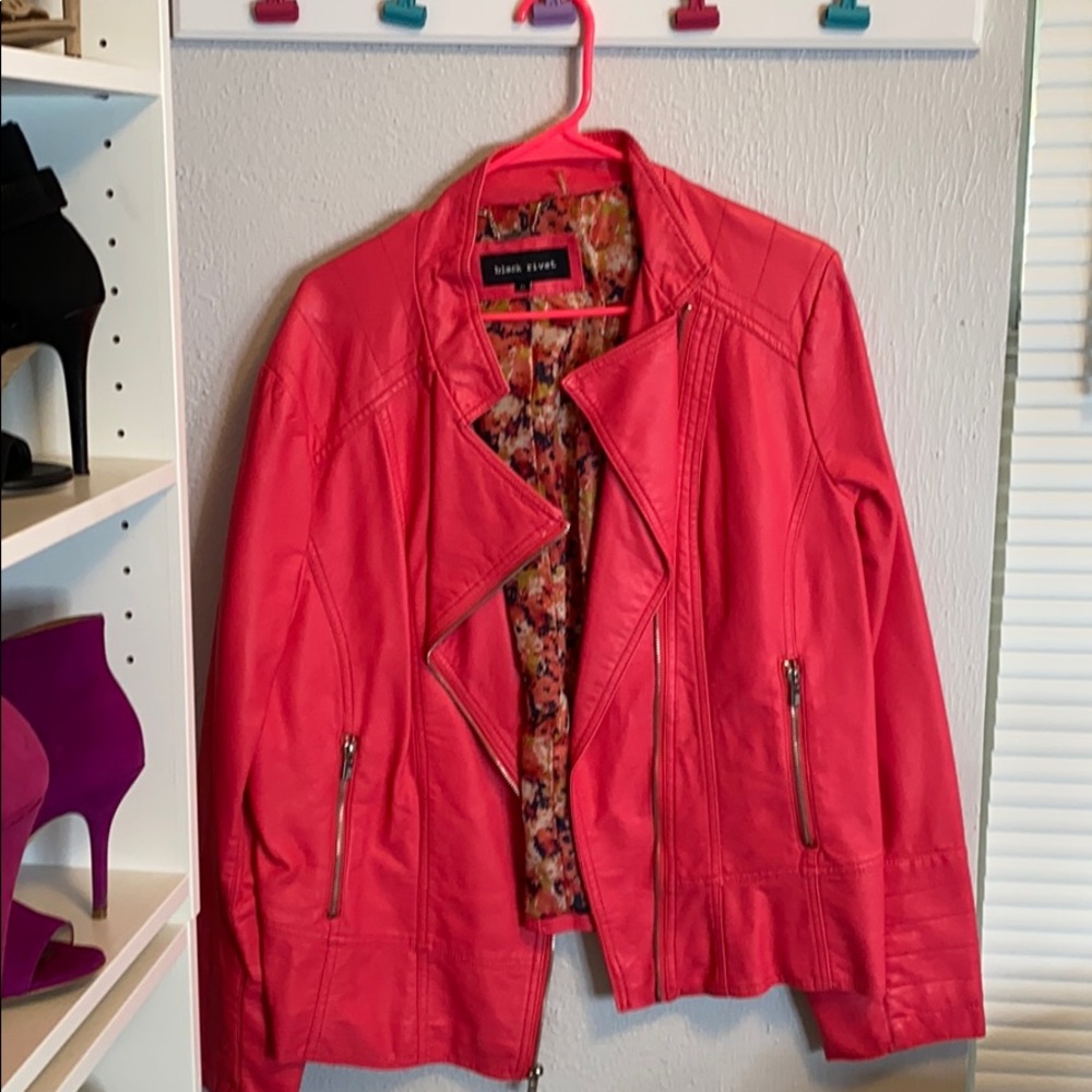 Hot pink leather jacket